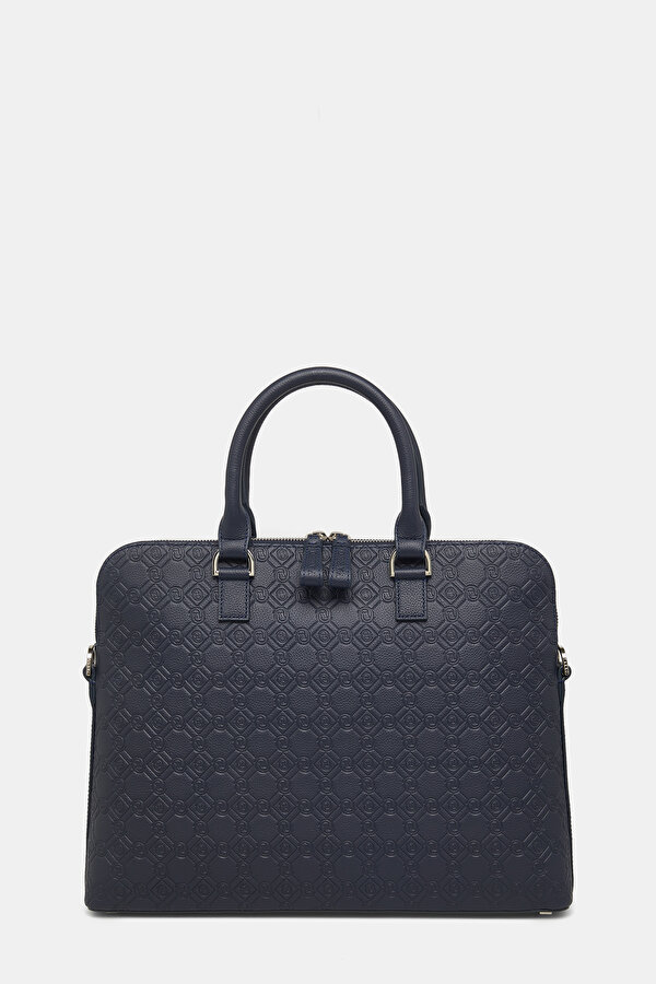NAVY BLUE MONOGRAM LEATHER BAG