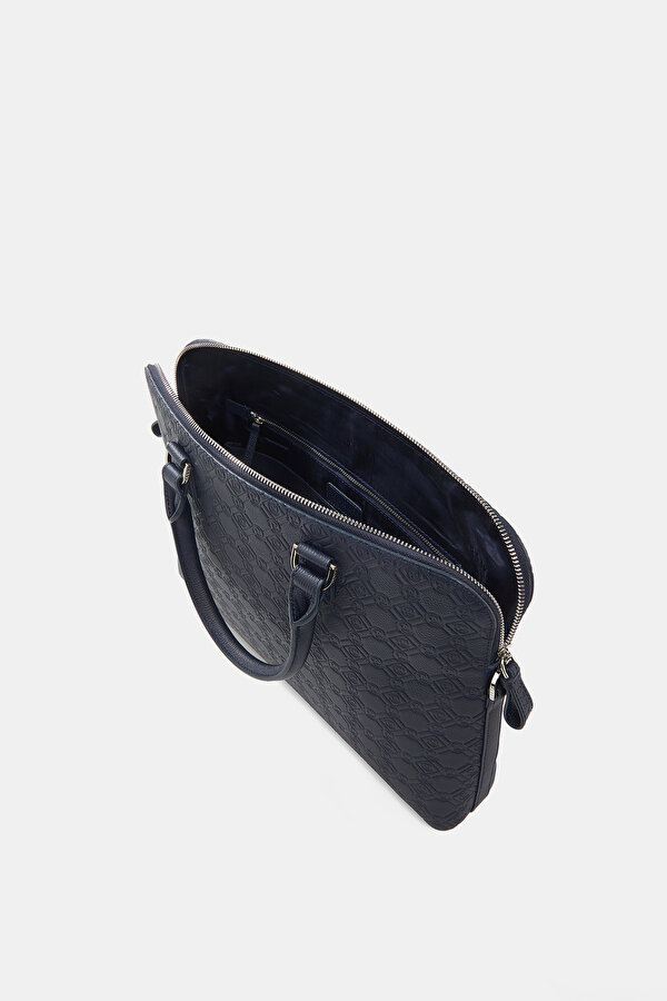 NAVY BLUE MONOGRAM LEATHER BAG 6