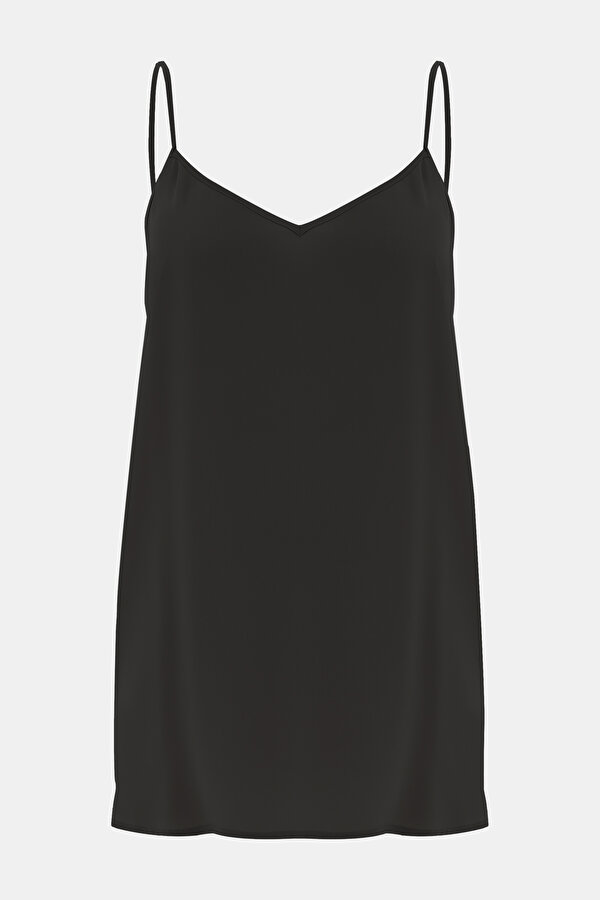 BLACK V NECK SLEEVELESS SUSPENDER BLOUSE
