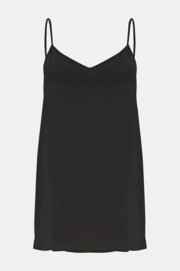 BLACK V NECK SLEEVELESS SUSPENDER BLOUSE 2
