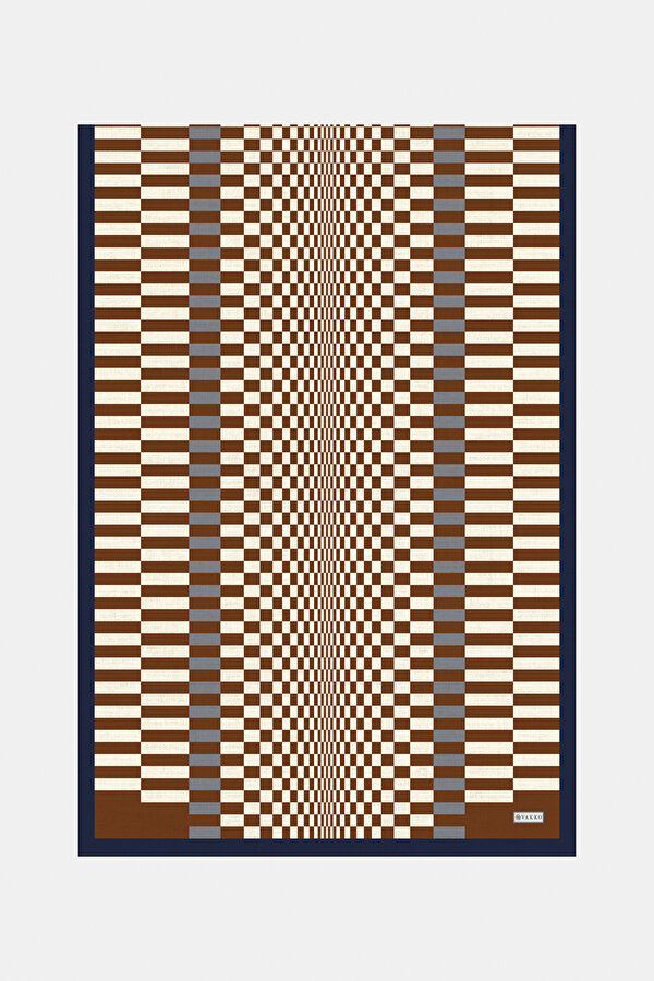 GEOMETRİK DESENLİ TWILL İPEK ŞAL