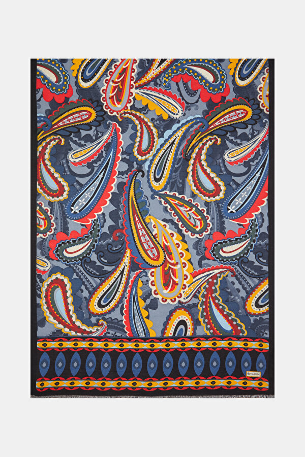 SMOKED PAISLEY PATTERNED CASHMERE/SILK SHAWL