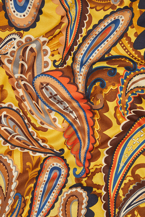 YELLOW PAISLEY PATTERNED CASHMERE/SILK SHAWL 2