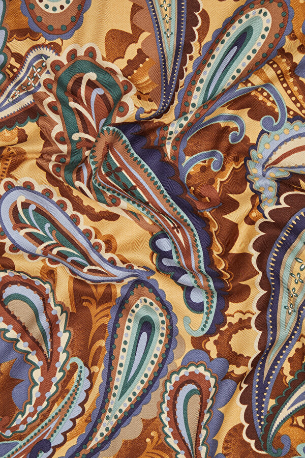 CAMEL PAISLEY PATTERNED CASHMERE/SILK SHAWL 2