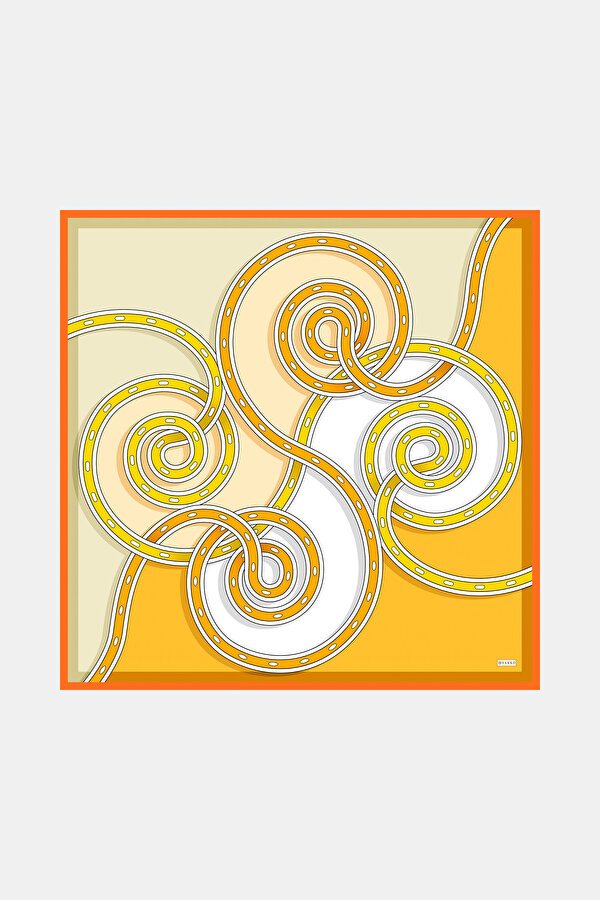 GEOMETRİK DESENLİ TWILL İPEK EŞARP