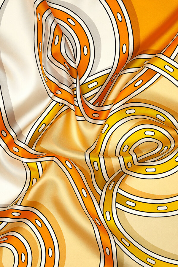 GEOMETRİK DESENLİ TWILL İPEK EŞARP 2