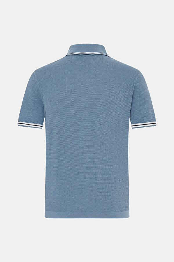 BLUE POLO NECK SHORT SLEEVE TSHIRT 2