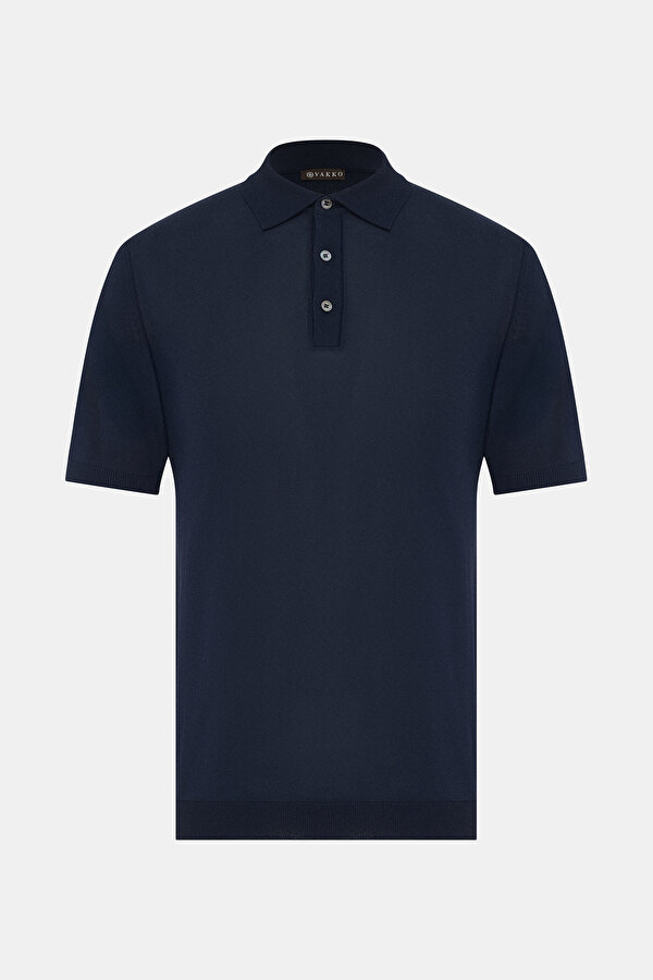 NAVY BLUE POLO NECK SHORT SLEEVE TSHIRT