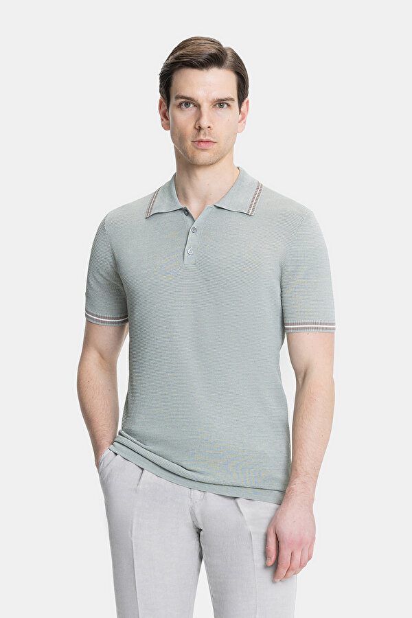 LIGHT GREEN POLO NECK SHORT SLEEVE TSHIRT