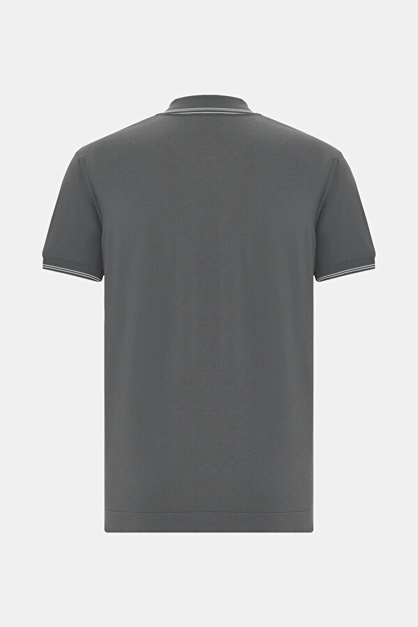 DARK GREY POLO NECK SHORT SLEEVE TSHIRT 2