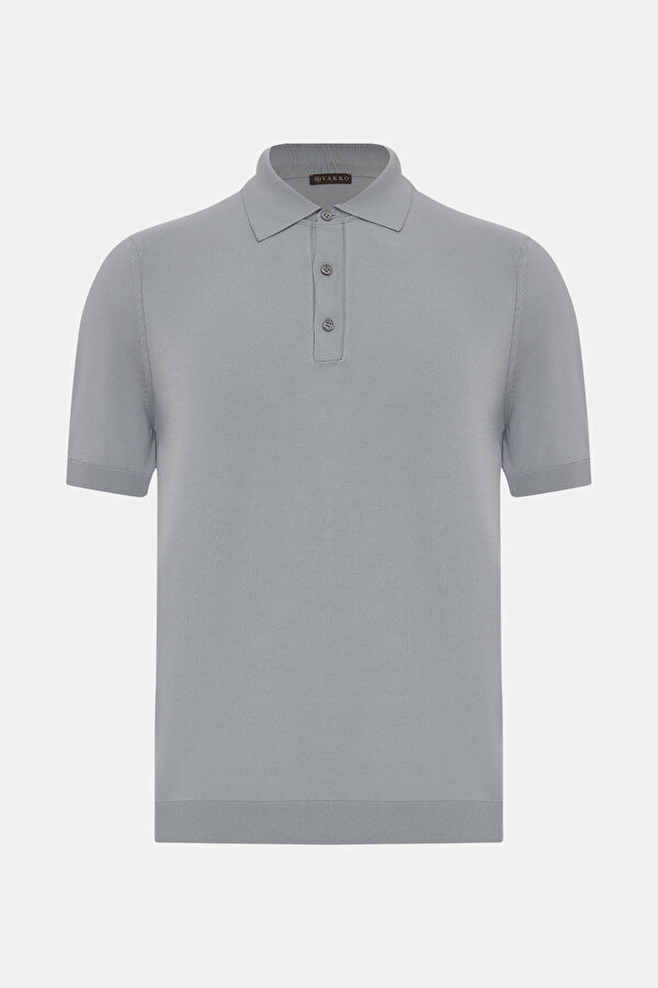 GREY POLO NECK SHORT SLEEVE TSHIRT