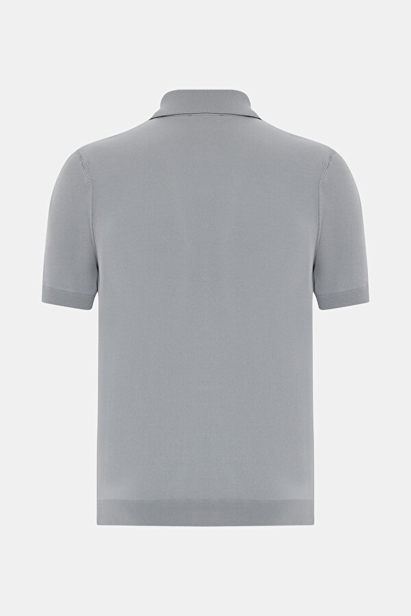GREY POLO NECK SHORT SLEEVE TSHIRT 2