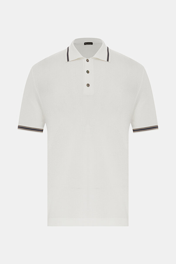 ECRU POLO NECK SHORT SLEEVE TSHIRT