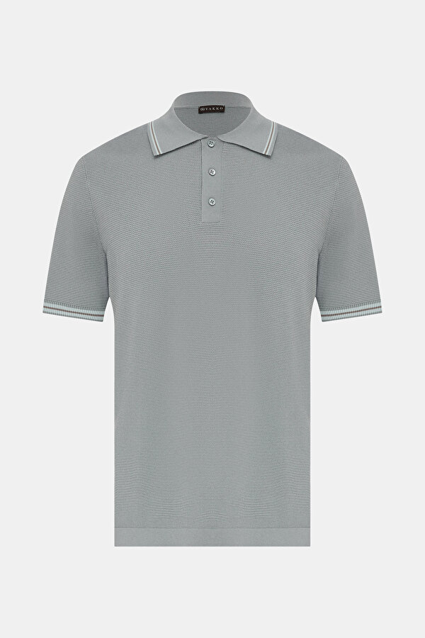 GREY POLO NECK SHORT SLEEVE TSHIRT