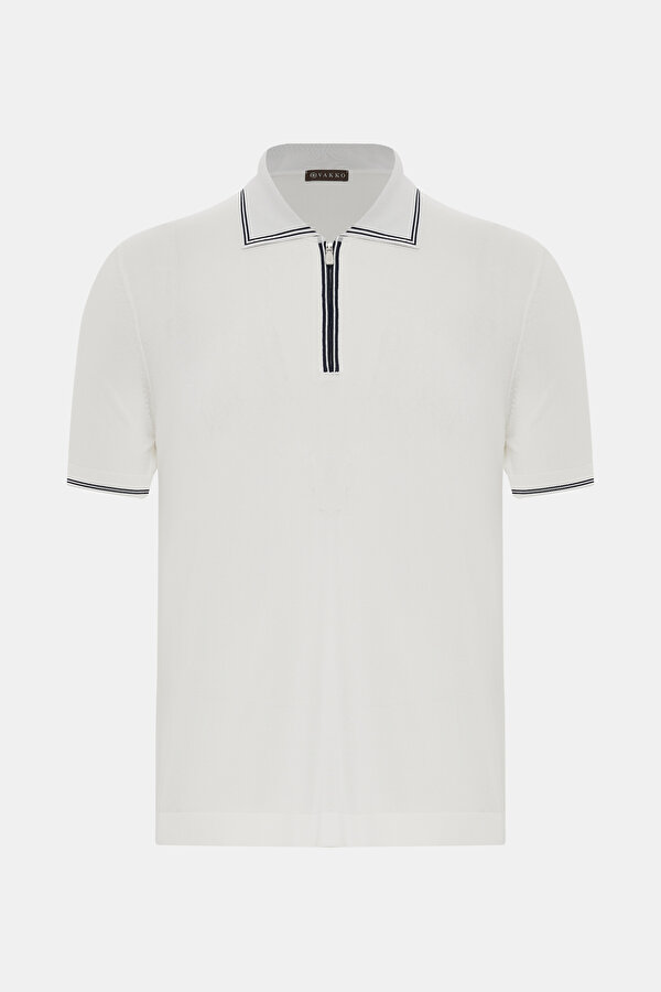 ECRU POLO NECK SHORT SLEEVE TSHIRT