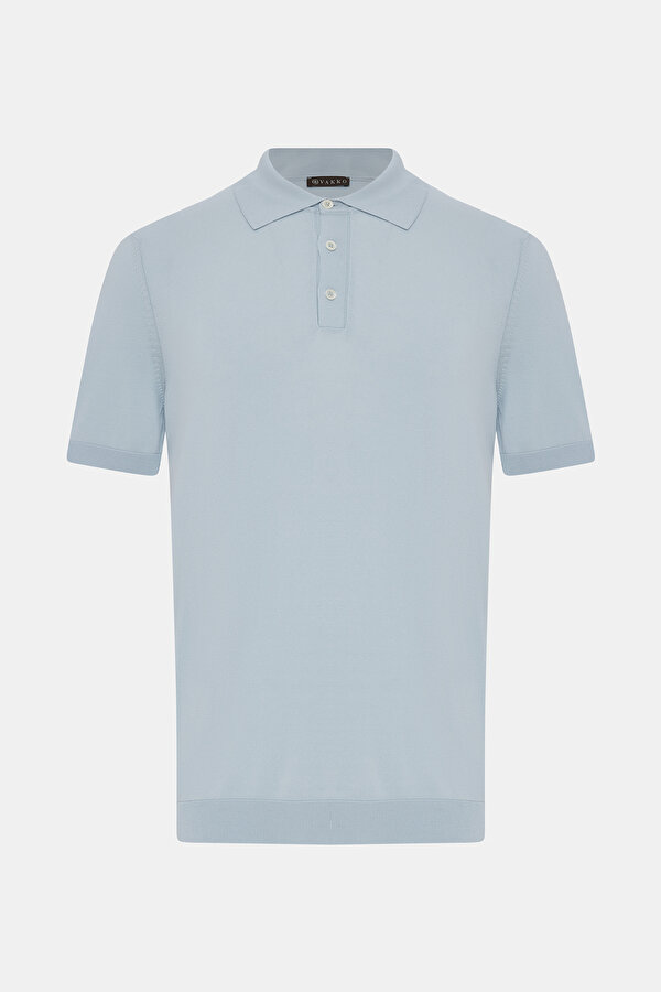 LIGHT BLUE POLO NECK SHORT SLEEVE TSHIRT