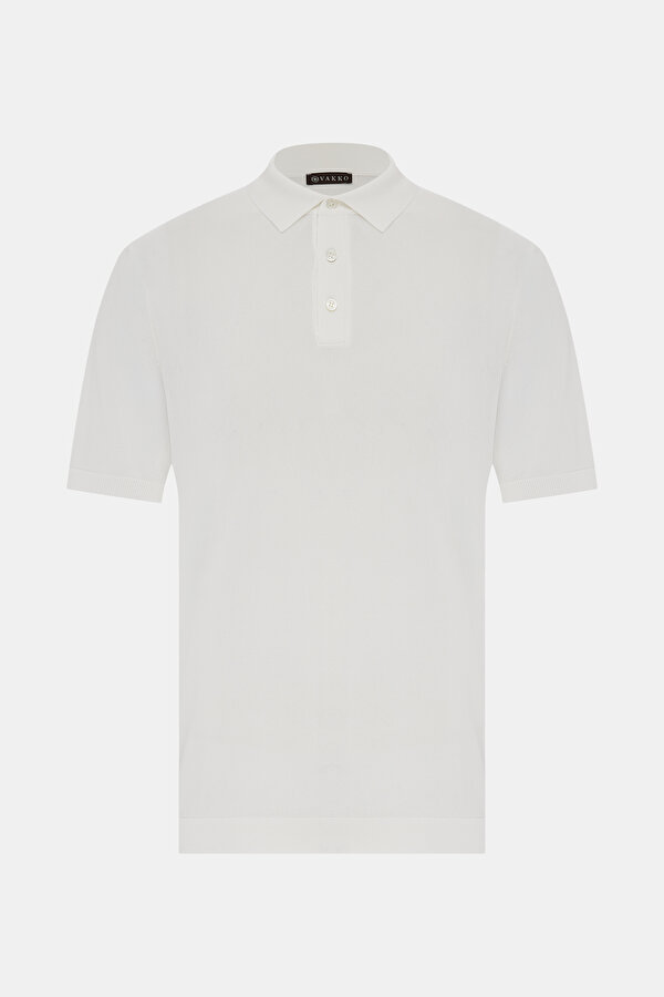 ECRU POLO NECK SHORT SLEEVE TSHIRT