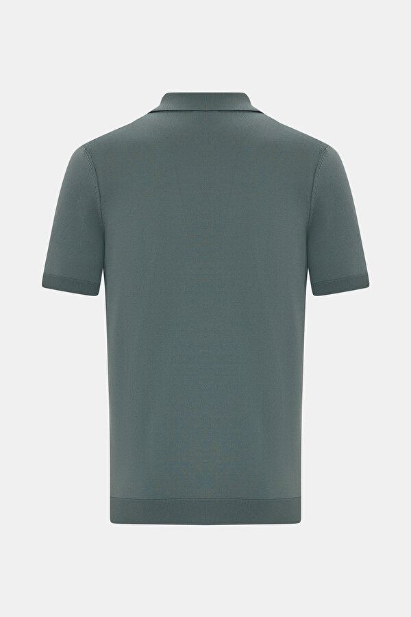 DARK GREEN POLO NECK SHORT SLEEVE TSHIRT 2
