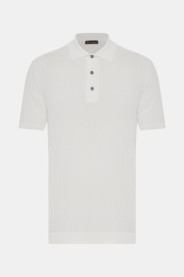 ECRU POLO NECK SHORT SLEEVE TSHIRT