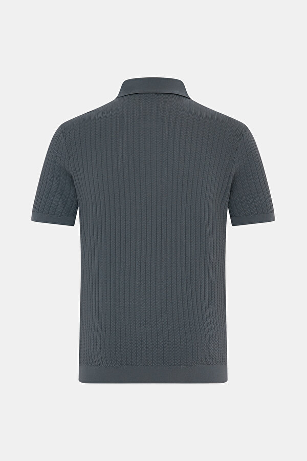 DARK GREY POLO NECK SHORT SLEEVE TSHIRT 2