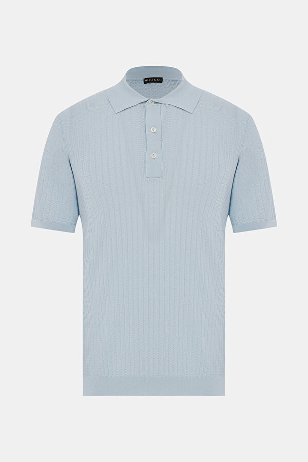 LIGHT BLUE POLO NECK SHORT SLEEVE TSHIRT