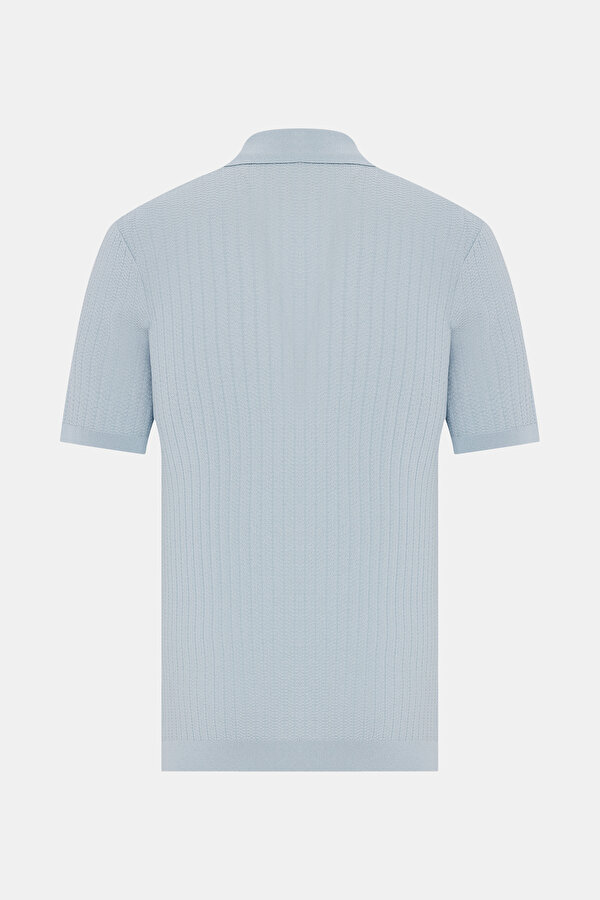 LIGHT BLUE POLO NECK SHORT SLEEVE TSHIRT 2