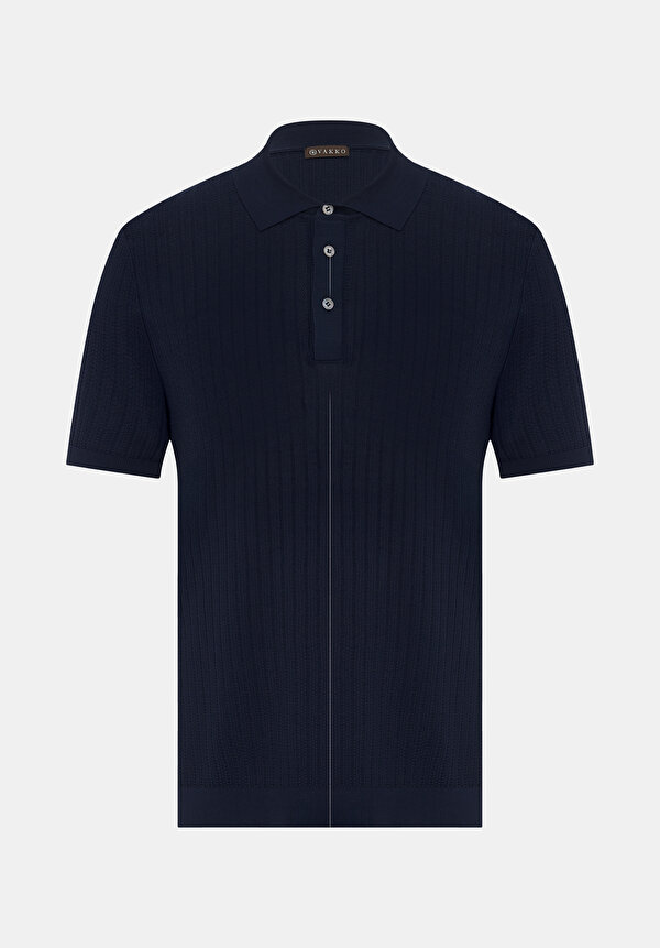 NAVY BLUE POLO NECK SHORT SLEEVE TSHIRT