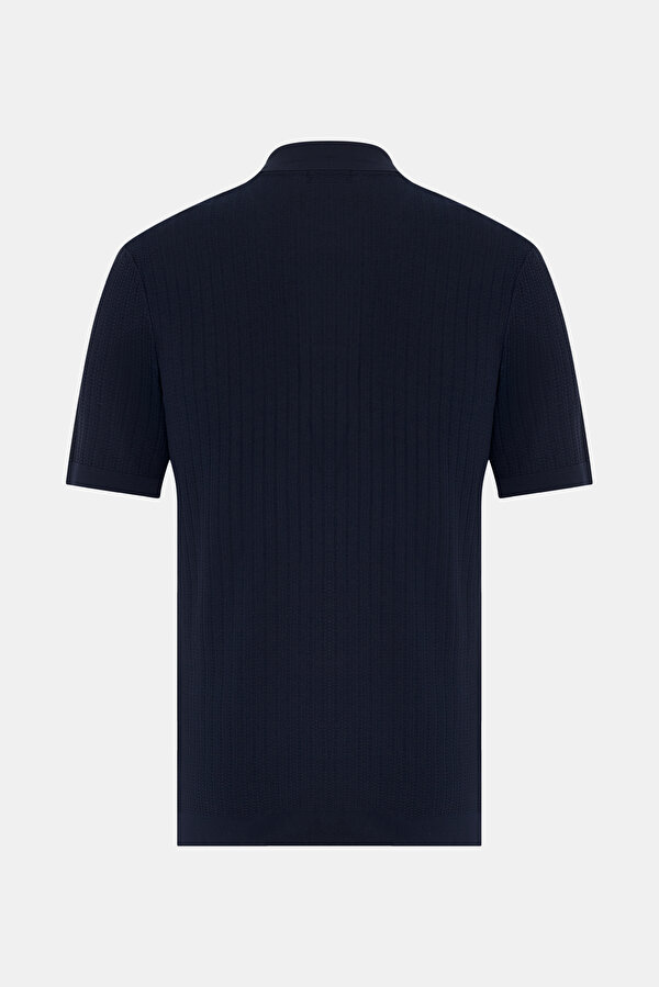 NAVY BLUE POLO NECK SHORT SLEEVE TSHIRT 2