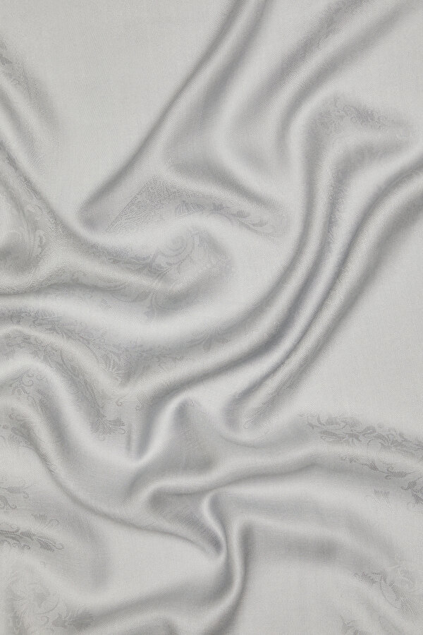 GREY JACQUARD MODAL /WOOL / SILK SHAWL 2