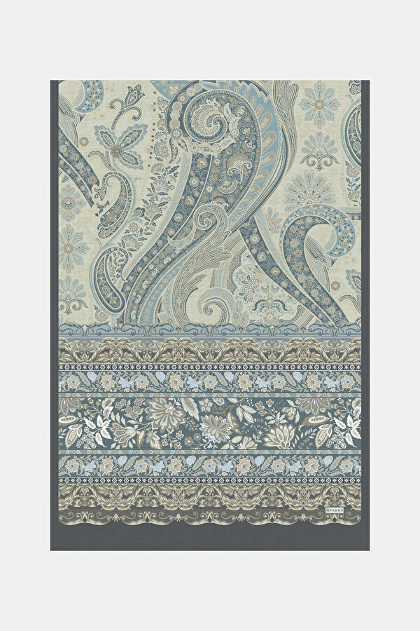OIL GREEN PAISLEY PATTERNED TWILL SHAWL