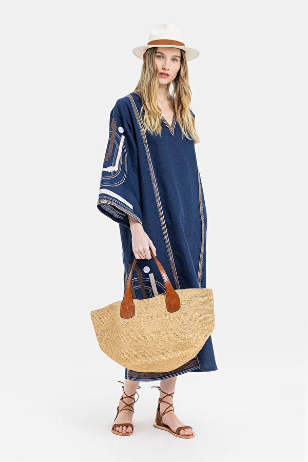 NAVY BLUE LINEN KAFTA