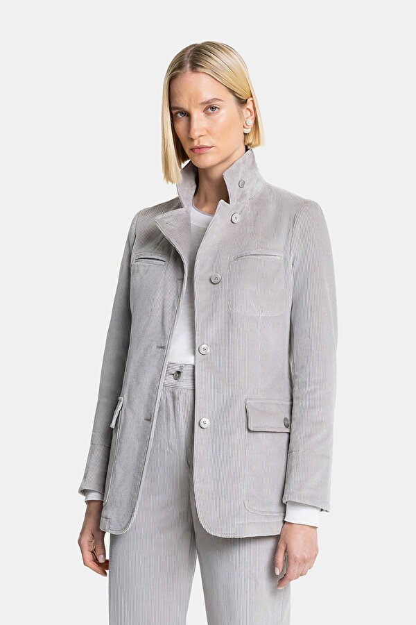 GREY UPRIGHT COLLAR JACKET