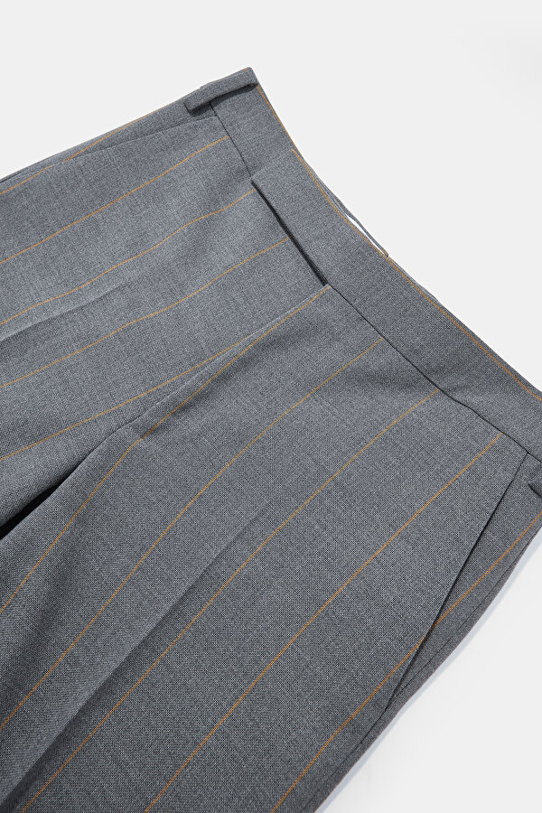 MUSTARD STRIPED STRAIGHT CUT TROUSERS 7