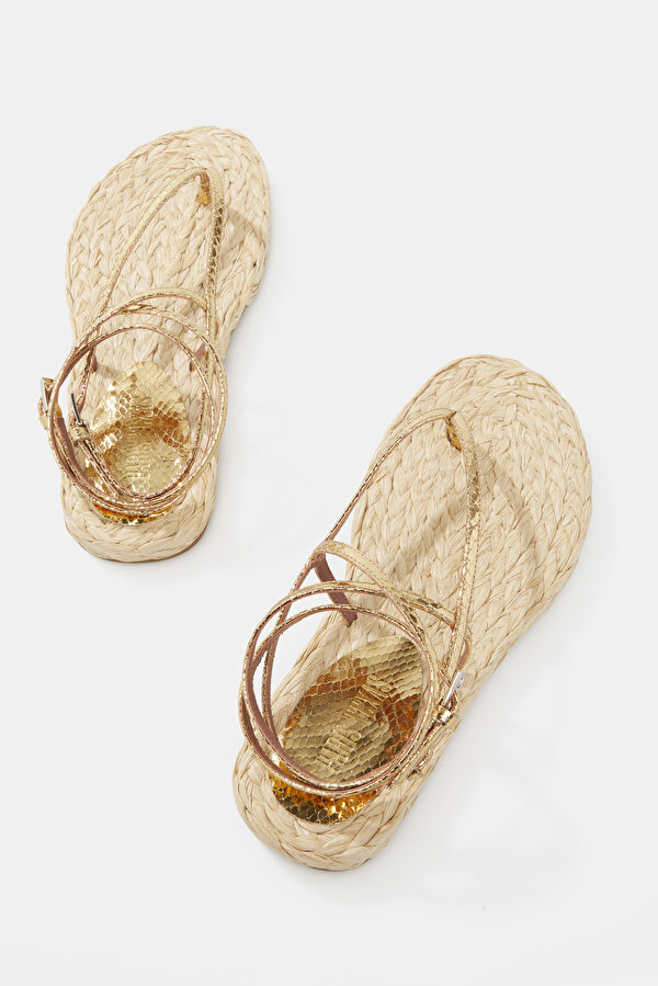 GOLD LEATHER SANDALS 6