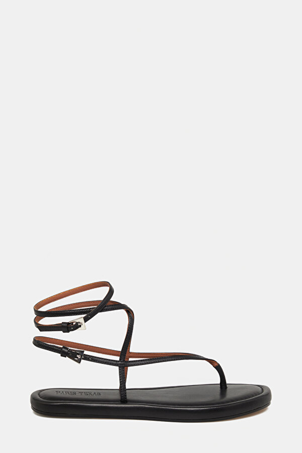 BLACK LEATHER SANDALS