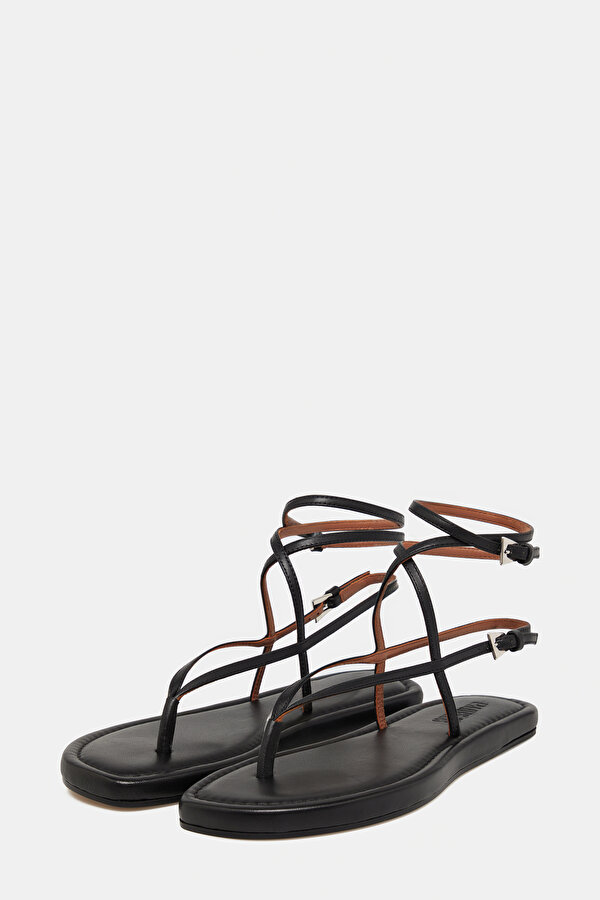 BLACK LEATHER SANDALS 2