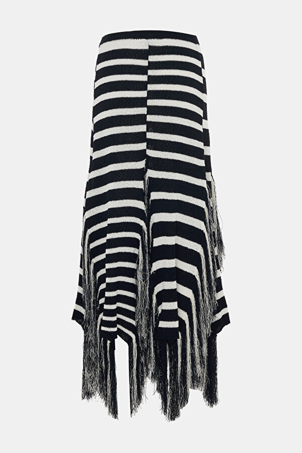 NAVY BLUE STRIPED PATTERNED SKIRT 2