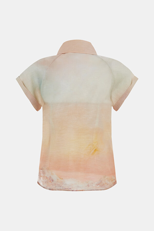 LIGHT PINK DESIGN FILLED SHORT SLEEVE BLOUSE 2