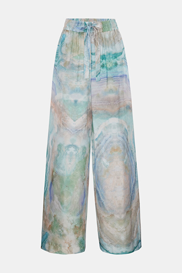 ECRU WIDE LEG SILK TROUSERS