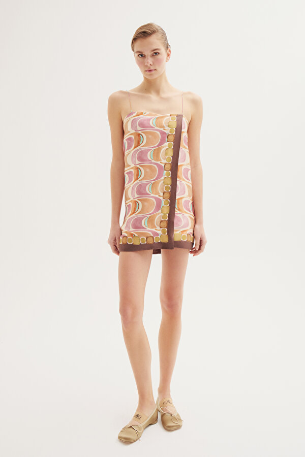 BROWN DESIGN FILLED MINI DRESS