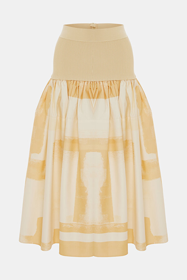 LIGHT ORANGE DESIGN FILLED SKIRT