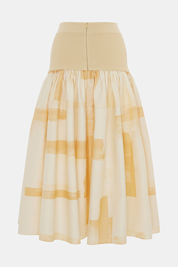 LIGHT ORANGE DESIGN FILLED SKIRT 2