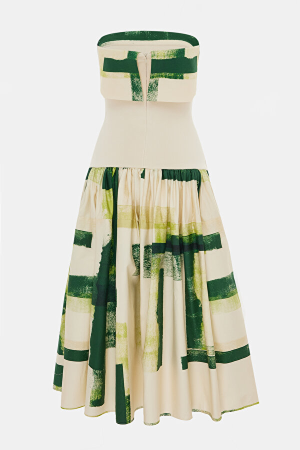 CREAM DESİGN FİLLED MİDİ DRESS 2