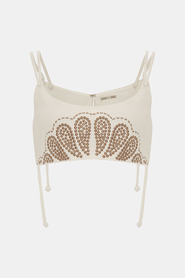 CREAM SLEEVELESS SUSPENDER BLOUSE