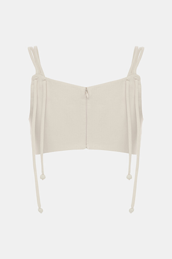 CREAM SLEEVELESS SUSPENDER BLOUSE 2