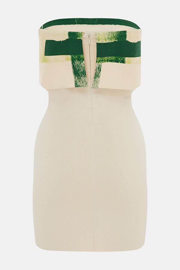 CREAM DESİGN FİLLED DRESS 2