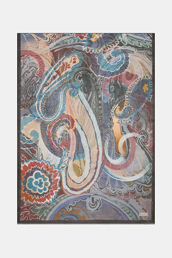 DAMSON PAISLEY PATTERNED WOOL/SILK SHAWL
