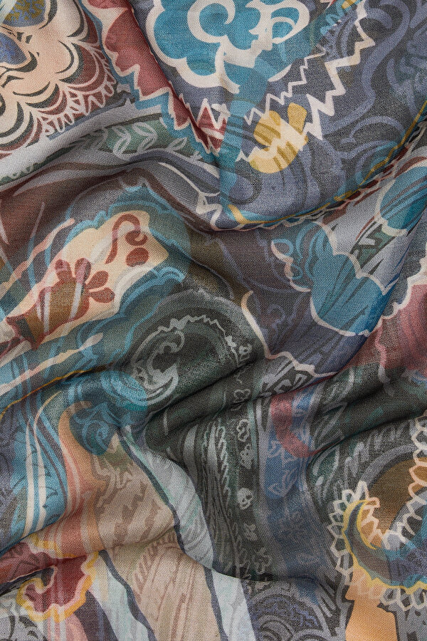 DAMSON PAISLEY PATTERNED WOOL/SILK SHAWL 2