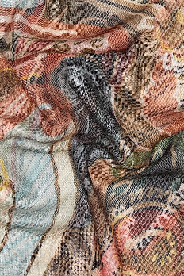 GREEN PAISLEY PATTERNED WOOL/SILK SHAWL 2