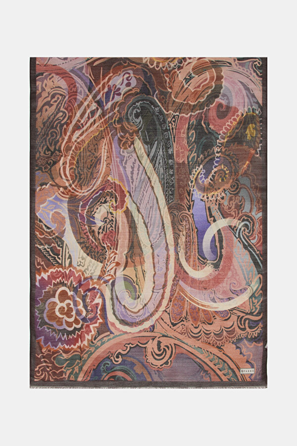 DAMSON PAISLEY PATTERNED WOOL/SILK SHAWL